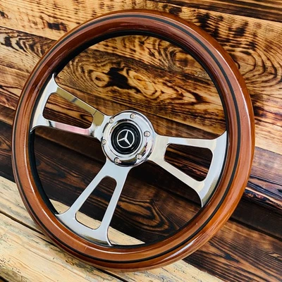 14" Real Wood Steering Wheel For Mercedes Benz W108 W109 W114 W115 W123 W201 Hub - Изображение 1 из 4