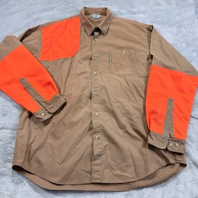 Camisa Columbia Para Hombre XL Abotonada Manga Larga Caqui Naranja Caza Tiro Foto 1 de 4