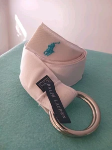 Cinturón Ralph Lauren Nylon, Logo Pony Blanco Verde Azulado, Firmado 38 pulgadas Muy Buen Estado  - Imagen 1 de 8