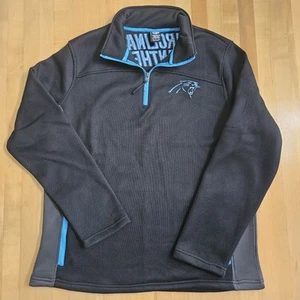 Carolina Panthers NFL Waffle Knit 1/4 Zip Pullover Long Sleeve Men's Large Black - Picture 1 of 19