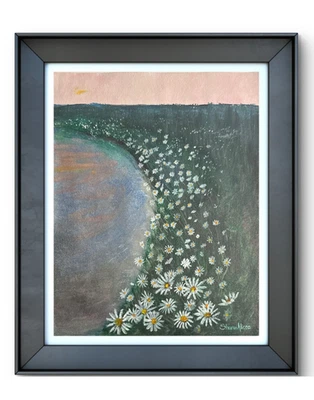 Field of Daisies - Original Expressionist Figurative Art 14x11 Acrylic Painting - Image 1 of 4