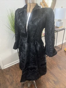 Vintage Russian Pony Hair Horse Fur Coat Jacket Black Petite Fitted Sleek - Bild 1 von 23