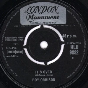Roy Orbison It's Over 7" vinyl UK London 1964 Four prong label design HLU9882 - Picture 1 of 2
