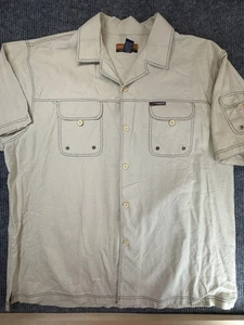 Veezo Wear Shirt Mens 3XL Khaki Beige Pockets Safari Pockets Linen VTG 90’s Y2K - Picture 1 of 12