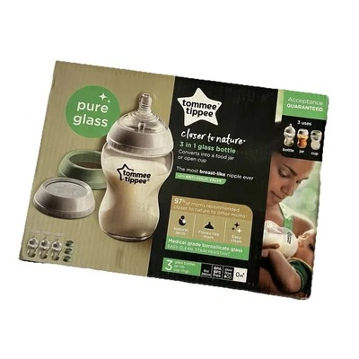 Tommee Tippee Closer to Nature 3 in 1 Convertible Clear Glass Bottles 9 oz 3pk - Image 1 of 4