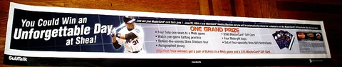 NY METS SHEA STADIUM SUBWAY BANNER poster MIKE PIAZZA 70 INCHES LONG Cover
