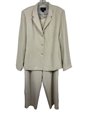 Traje Pantalón Andrea Viccaro Bronceado Claro 100% Seda Dos Piezas 12 Carrera Profesional Foto 1 de 4