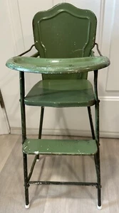 Vintage AMSCO Metal Doll HIGHCHAIR Green Metal High Chair 24.5” Tall 1950’s? - Picture 1 of 10