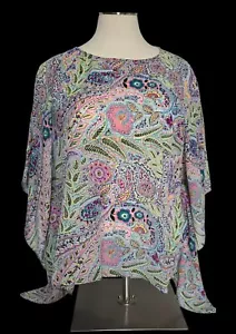 Top Kimono Estilo Susan Graver 3X Poliéster Hecho en EE. UU. Hojas Florales Pullover - Imagen 1 de 19