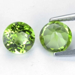 3.22Cts Excellent 100% Natural Peridot Round 7mm Round Shape Pair - Picture 1 of 4