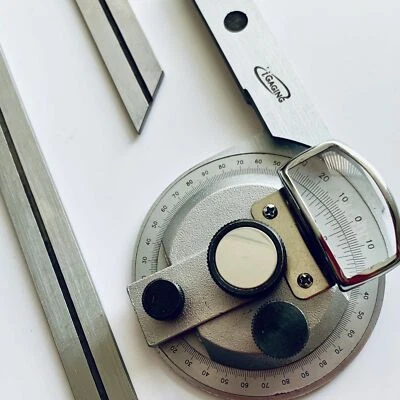 Universal Bevel Protractor With 6" And 12" Blades, Stainless, Case, iGAGING USA - Image 1 of 4