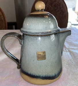 Pottery Craft Handarbeit blau/braun Dip Glasur Steinzeug Teekanne Made in USA 10"" - Bild 1 von 5