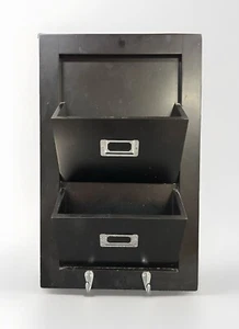 Wood Hobby Lobby Mail Caddy Key Coat Rack Black and Silver 13”x2.4”x20” - Picture 1 of 7