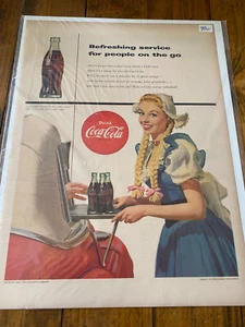 Vintage 1954 Coca Cola Pretty Car Hop Soda ad - Picture 1 of 1