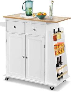 Carrello Di Servizio Cucina Con Ruote, 2 Cassetti E Portaspezie, Portasciugamani - Foto 1 di 12