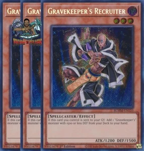 Yugioh! 3x Gravekeeper's Recruiter BLMM-EN110 Secreto Raro 1ª Edición Casi Nuevo - Imagen 1 de 1