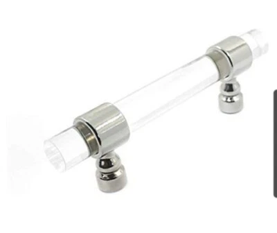 Paquete de 4 tiradores de gabinete de acrílico de 5 pulgadas transparente y plateado perilla de gabinete manijas de tocador Foto 1 de 4