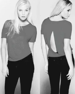 Bella Women's Flowy Open Back T-Shirt tshirt top, NWT size XL, Junior's gray - Picture 1 of 7
