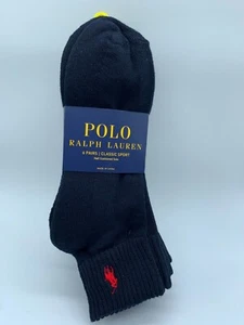 NEW 6 PAIRS MENS POLO RALPH LAUREN ANKLE CUT SOCKS CLASSIC SPORT 10-13 BLK/ WH - Picture 1 of 39