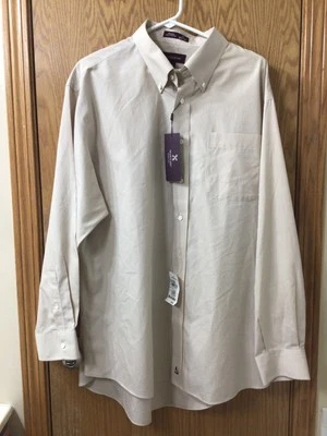 Camisa manga larga Nordstrom para hombre nueva con etiquetas Smartcare sin arrugas a cuadros caqui talla 17,5 Foto 1 de 4