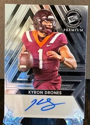 2024 Leaf Press Pass Premium - Autographs Kyron Drones /99 (AU, RC)Virginia Tech - Image 1 of 2