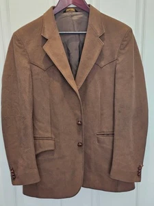 Farah Men’s Western Jacket Made In Texas Brown Tan Vintage Sz Sm/ Medium - Picture 1 of 19