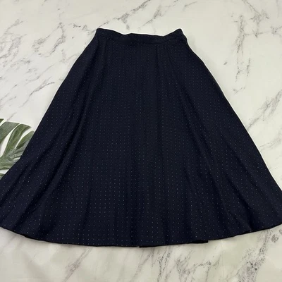 Cos Cob Womens Vintage 90s Wool Midi Skirt Size 18 Navy Blue A-Line Button Trim - Image 1 of 4