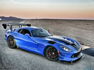 2017 Dodge Viper ACR Blue with Black Stripes in 1:18 Scale by AUTOart - Picture 1 of 7