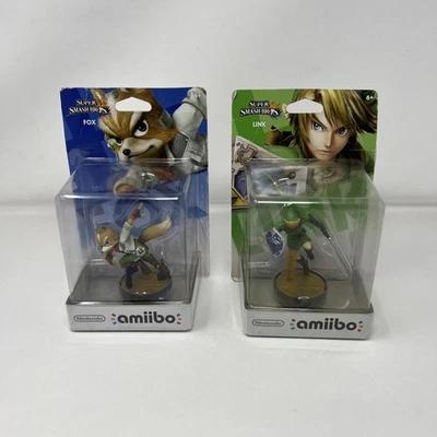 Lot of 2 Amiibo Super Smash Bros. Nintendo Link & Fox New Box Damage - Image 1 of 4