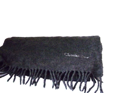 Bufanda unisex Christian Dior gris oscuro cachemir 100 % cachemir flecos Inglaterra Foto 1 de 2
