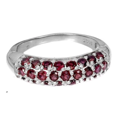 925 Sterling Silver Ring Round Rhodolite Garnet Natural Gemstone Jewelry Size 7 - Image 1 of 4