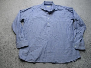 Gitman Bros Shirt Mens XL Blue Popover Long Sleeve Made in USA Cotton Donegal - Picture 1 of 11