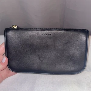 COACH VINTAGE SCHWARZ LEDER CHUNKY CASE REISE KOSMETIK MAKE-UP ETUI TASCHE NEU - Bild 1 von 11