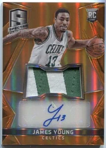 Parche James Young 2014-15 Panini Spectra naranja Prizm automático radiocontrol 25/25 Kentucky 1/1 - Imagen 1 de 2