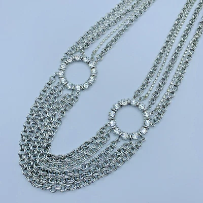 Colar de corrente e cristal tom prata WHBM 3-987 - Imagem 1 de 4