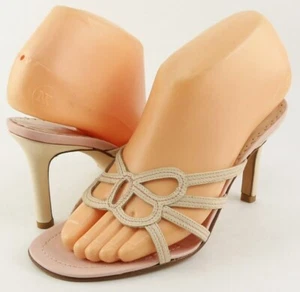 $168 COLLECTION 59 GIANNI Pink Panna Leather Designer ITALY Sandals Heels 9 M - Picture 1 of 4