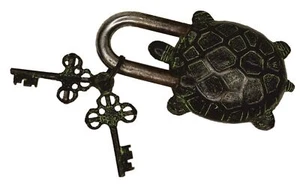 Turtle Door Lock Shape Vintage Antique Style Handcrafted Brass Tortoise Padlock - Picture 1 of 6