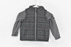 Youth Boy's iXtreme Puffer Vest Jacket with Hood, Grey, Size 4 - Picture 1 of 5