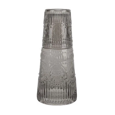 Elle Decor床边水瓶带不倒翁套装水壶33盎司,烟灰色 — 第 1/4 张图片