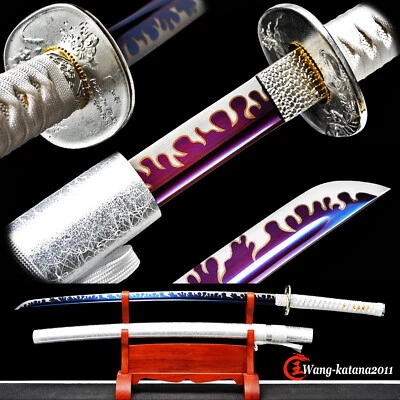 Blue&Purple T10 High Carbon Steel Katana Japanese Samurai Sharp Functional Sword - Image 1 of 4