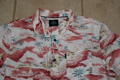 Boy's Rip Curl Red Tropical Island Print Button Down Shirt sz XL/16 - Image 1 of 3