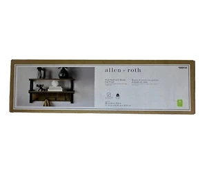 Allen Roth Floating Dark Oak Wall Shelf with Hooks - Picture 1 of 3