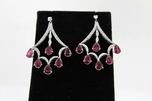 Diafani 18 kt White Gold Rubies Diamond Earrings  - Picture 1 of 10