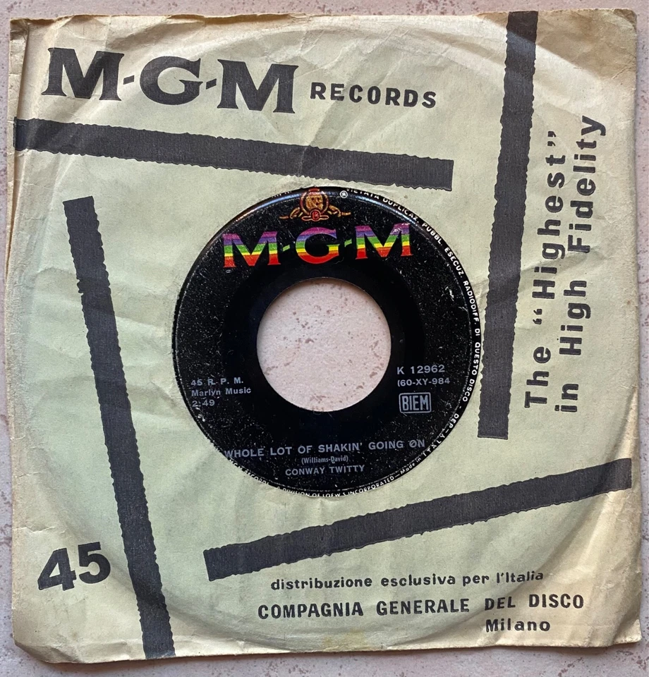 CONWAY TWITTY - Whole Lot of Shakin' Going On ITALY 7" Rockabilly 1961 Rock'N'Ro - Immagine 1 di 2