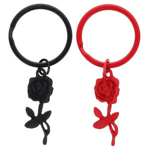  2 Pcs Metal Frosted Rose Key Floral Chain Keychains for Backpack