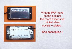 Humbucker bridge Alnico 2 - PAF vintage replica - nickel silver cover + plate 
