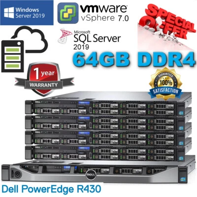 Dell PowerEdge R430 E5-2695v3 2.30Ghz 14-Core 64GB DDR4 H330 8x300GB SAS 15K 2.5 - Image 1 of 4