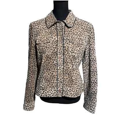 Revue Animal Print 100% Suede Leather Jacket Women's PL Petite Large - Image 1 of 4