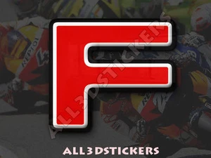 Adesivi Resinati Lettera F 3D Colore Rosso Dimensione 50mm - Picture 1 of 1