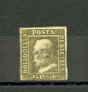 KMC4076-Italy-Sicily #12 h (I342) Ferdinand II, 1g pale olive green, U,CV$240.00 - Picture 1 of 2
